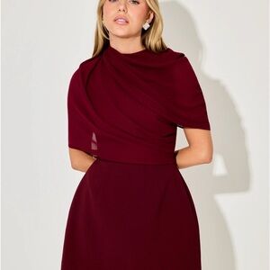 Burgundy Odd Muse Gathered Cape Mini Dress | Sold Out | Size 10 / XL